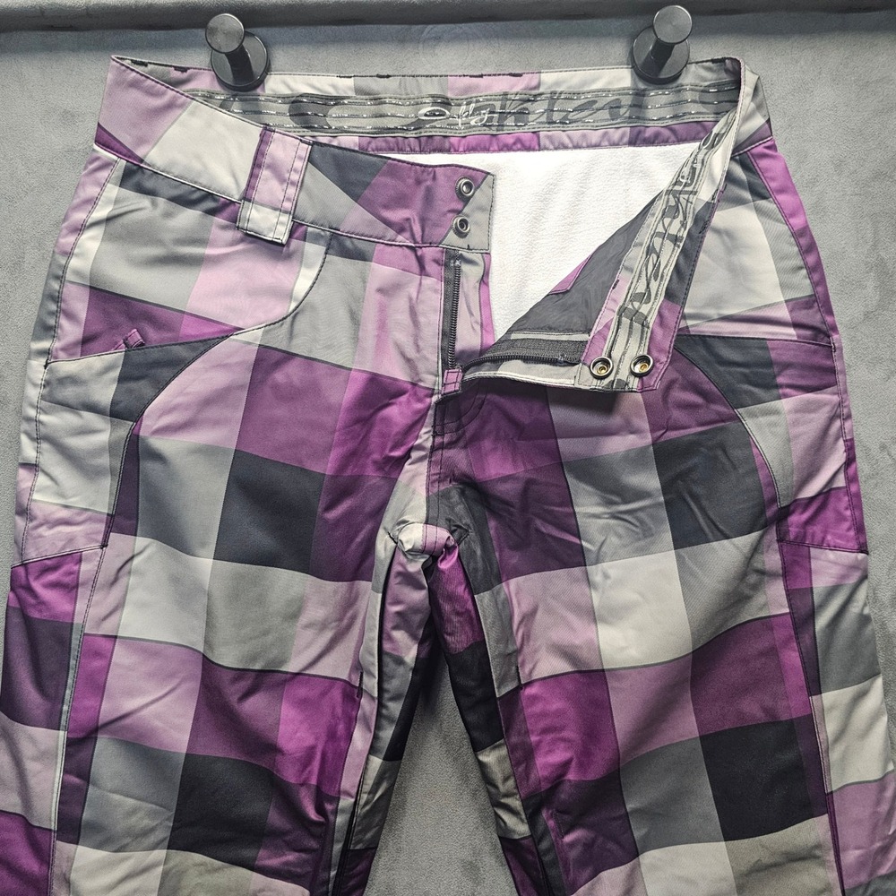 Oakley Snow Pants Women's Small Purple Grey Plaid Insulated Loose Fit 5214230VT